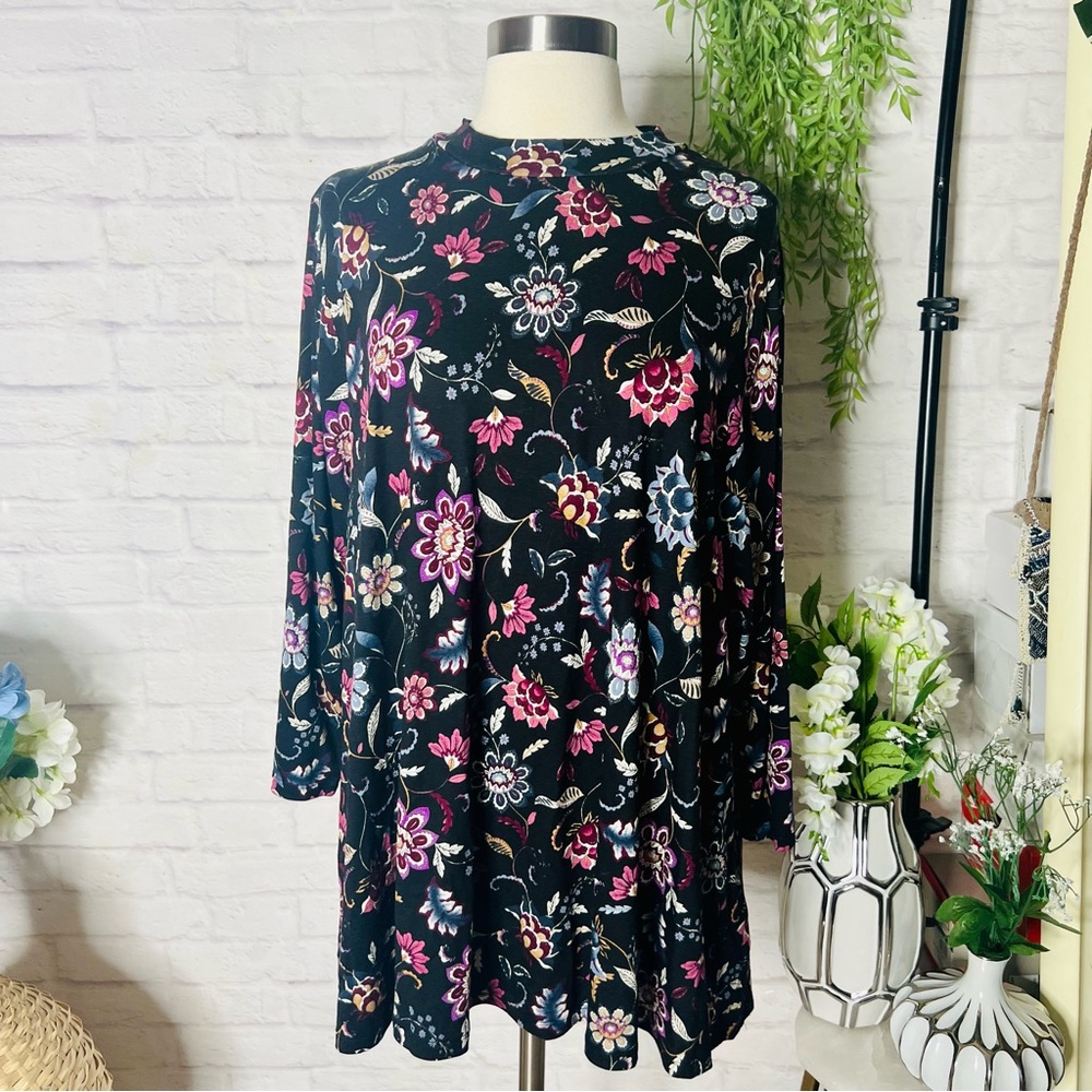 Black Floral Lane Bryant Blouse